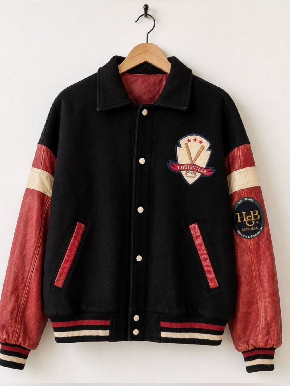 Louisville Slugger Vintage H&B 100 Year Varsity Letterman Leather Mens Jacket XL